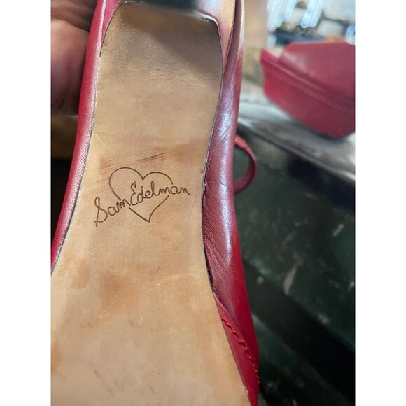 Sam Edleman Red Leather Open Toe High Heel Mary Jane’s in a Size 9 - Picture 7 of 7